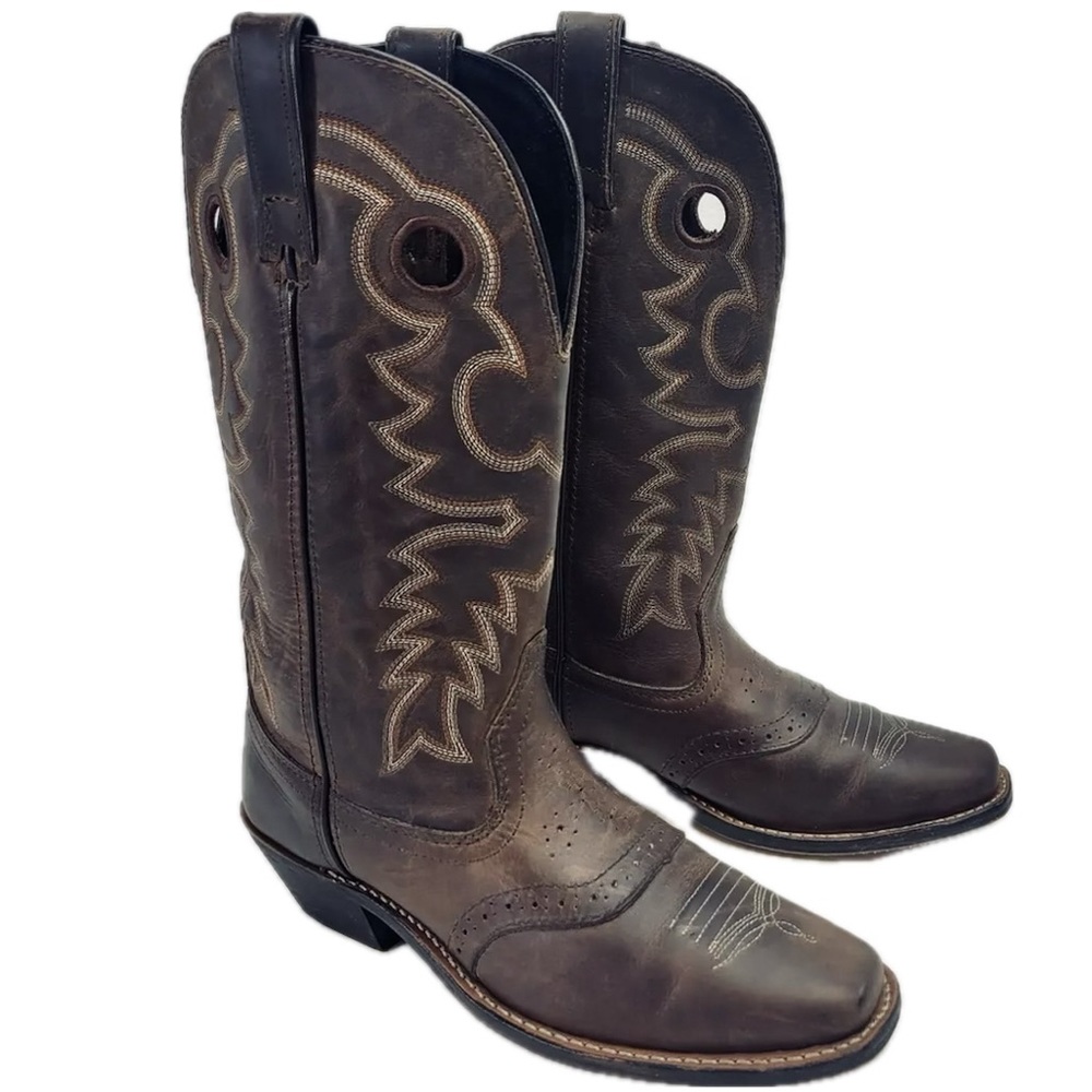 Masterson Leather Embroidered Pull On Western Boots (RB1688) Women's Size 5